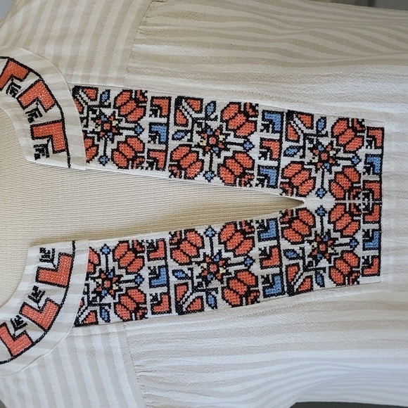 Madewell‎ women's to, beautiful cross stitch enbroidery. SIZE XXS, OVERSIZED - Picture 2 of 10